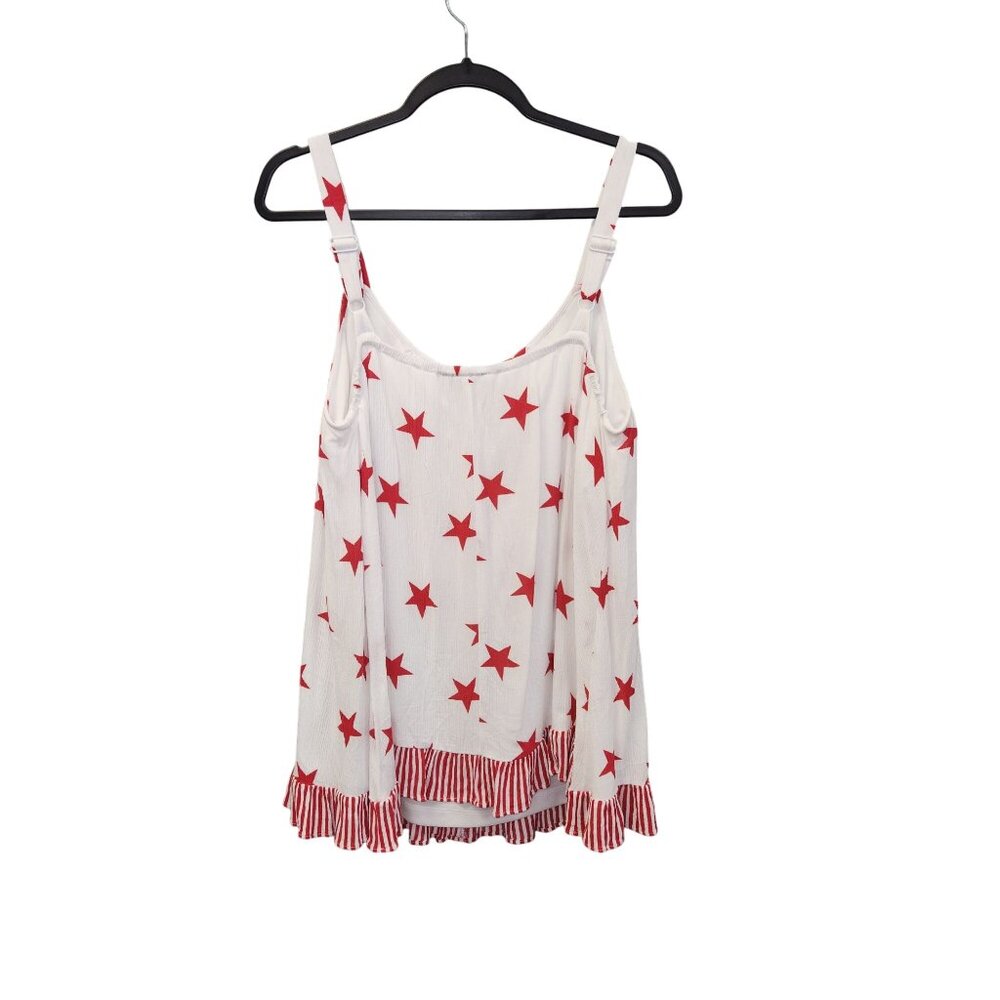 Lane Bryant Womens 12 Star Print Ruffled Hem Tank Top 3734